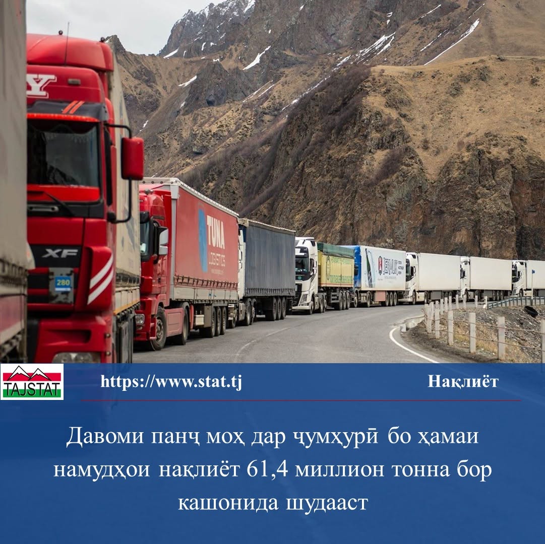 Ҳаҷми боркашонӣ ва гардиши бор дар моҳҳои январ–майи соли 2026 афзоиш ёфт